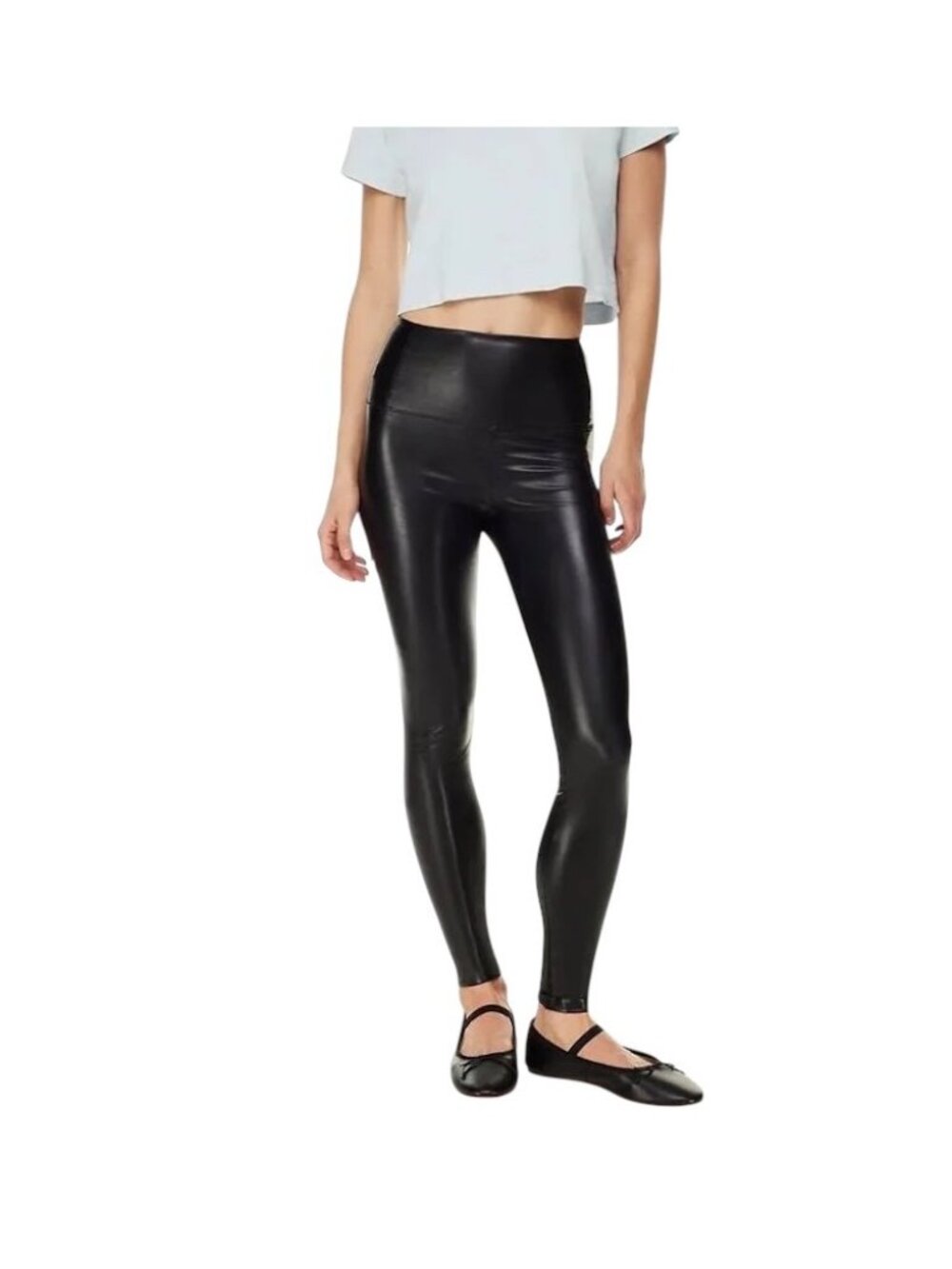 Aritzia Wilfred Free Faux Leather Leggings Black Size M Minimalist Casual Cute